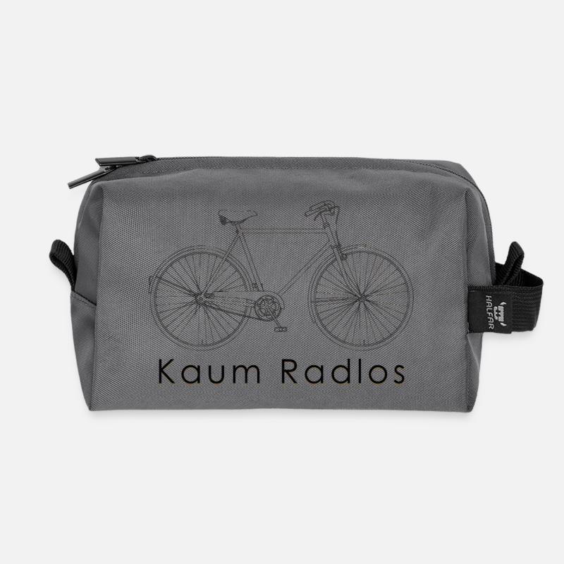 Barely Wheelless Minimal Bicycle Motif - Recycled Toiletry Zip Bag - anthracite
