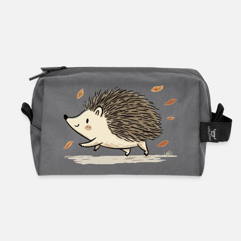 cute hedgehog child - Recycled Toiletry Zip Bag - anthracite