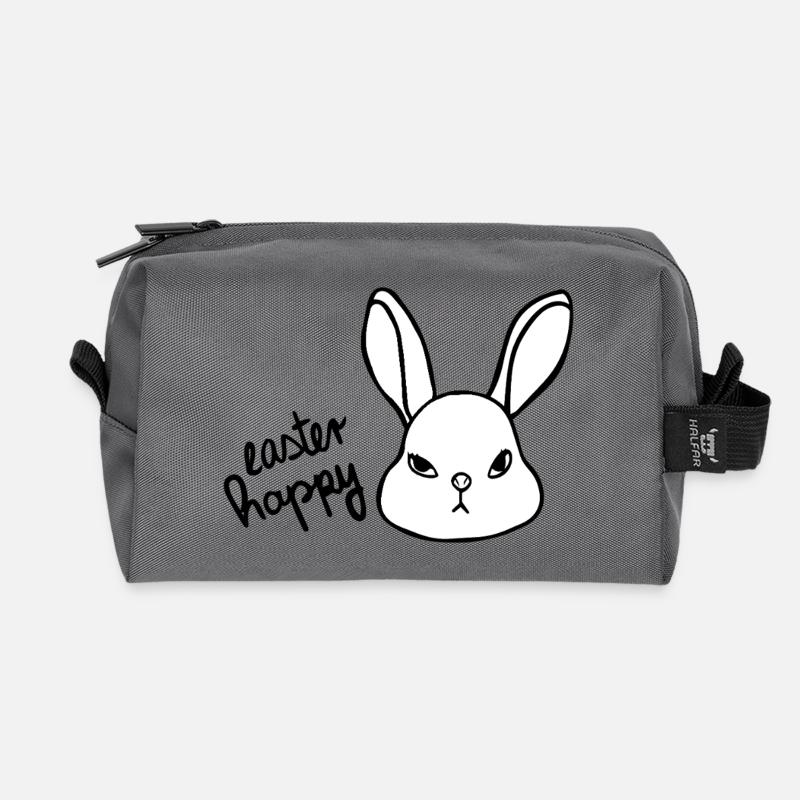 Sarcastic Easter Bunny - Easter Happy Bunny - Recycled Toiletry Zip Bag - anthracite