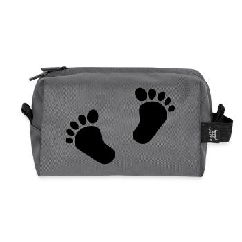 Two Baby Feet 2 Baby Feet Footprints Child Cute - Recycled Toiletry Zip Bag - anthracite - Front