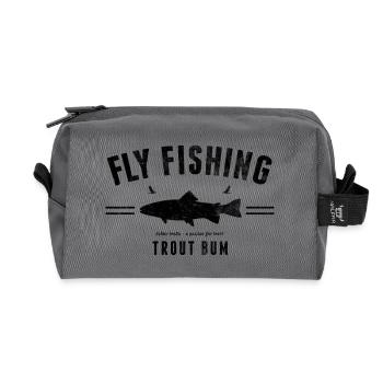 Fly fishing trout - Recycled Toiletry Zip Bag - anthracite - Front