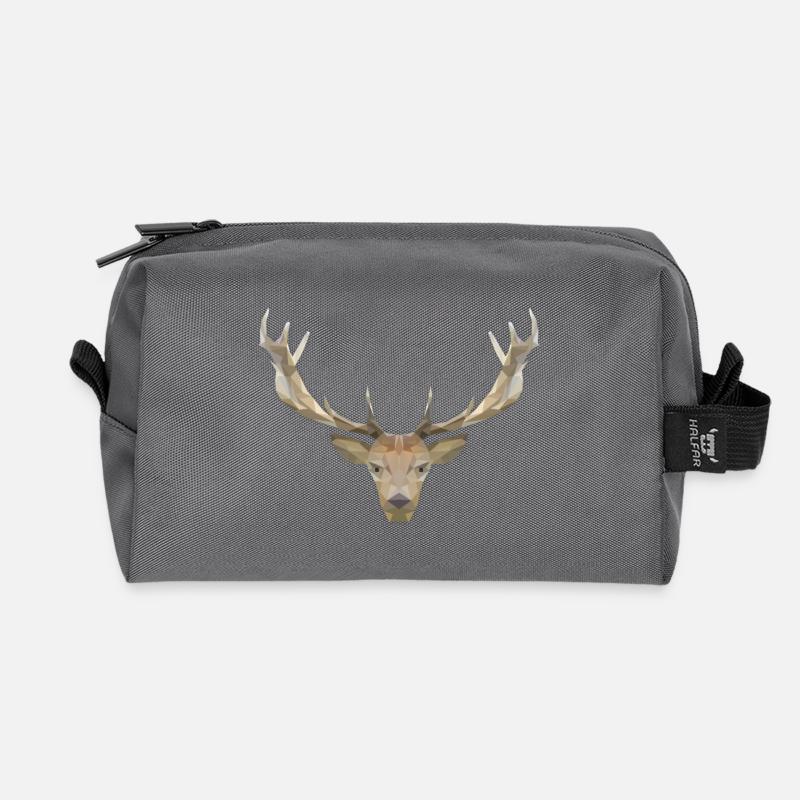 LowPoly "cerf" - Trousse de toilette en tissu recyclé - anthracite