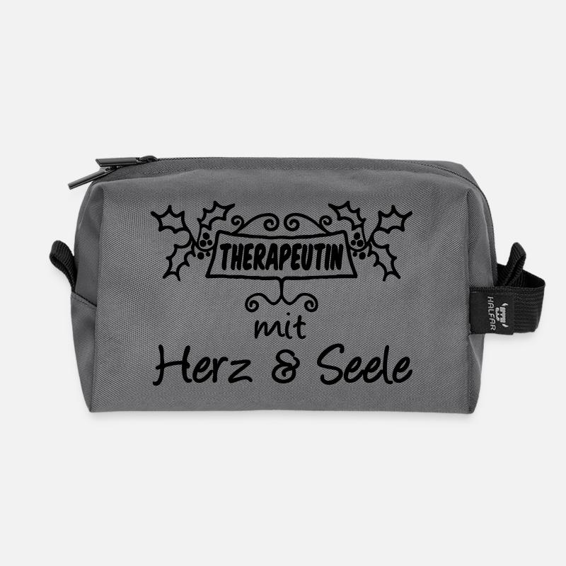 Therapeutin Herz & Seele Geschenk - Recycelte Kulturtasche - Anthrazit