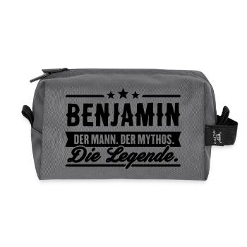 Man Myth Legend Benjamin - Recycled Toiletry Zip Bag - anthracite - Front