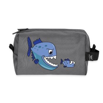 piranha - Recycled Toiletry Zip Bag - anthracite - Front