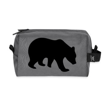 teddy bear figure tragen sopportare - Recycled Toiletry Zip Bag - anthracite - Front