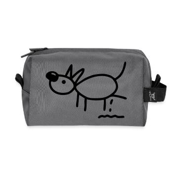 Hund pinkelt - Recycelte Kulturtasche - Anthrazit - Vorne