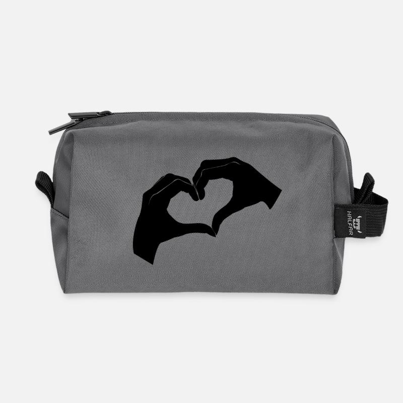 Ein Herz mit zwei Händen - Recycelte Kulturtasche - Anthrazit