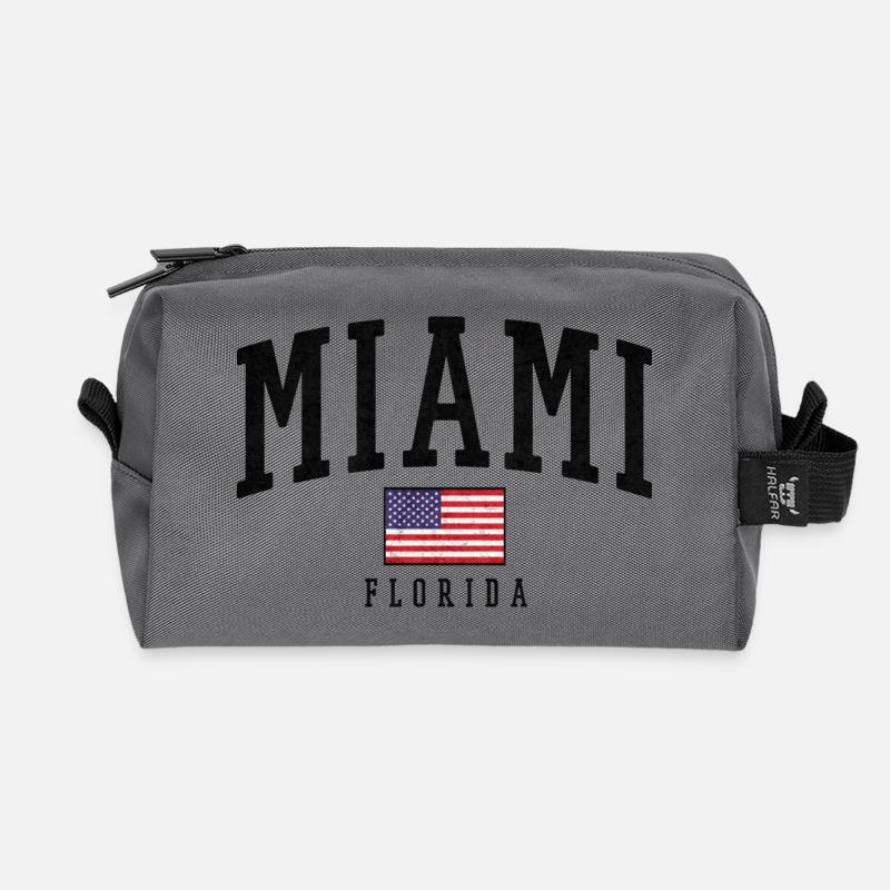 Miami Flag Distressed Typography Florida - Recycelte Kulturtasche - Anthrazit