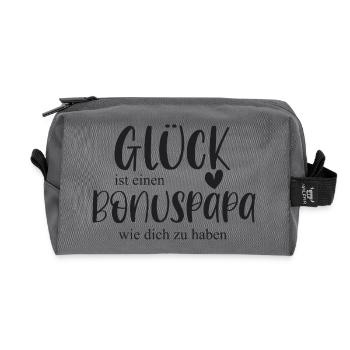 Bonuspapa Vatertag Geschenk Glück Stiefvater - Recycelte Kulturtasche - Anthrazit - Vorne