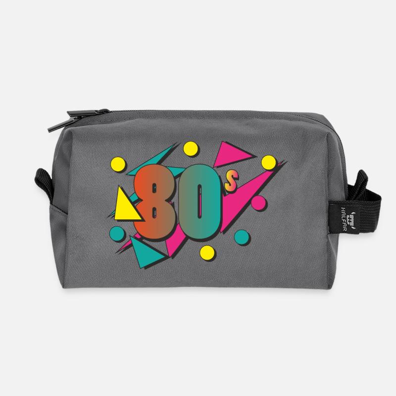 The 80's - Recycled Toiletry Zip Bag - anthracite