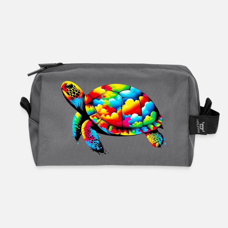 Schildkröte - Recycelte Kulturtasche - Anthrazit