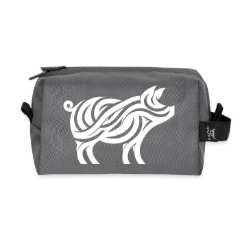 Minimalist Pig Silhouette Animal Art - Recycled Toiletry Zip Bag - anthracite - Front