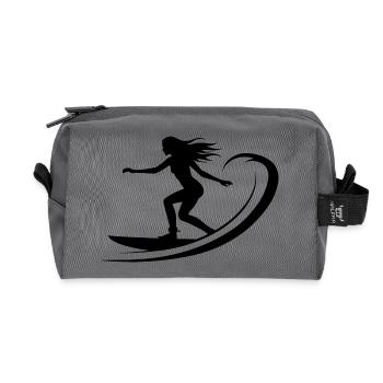 Surfing Girl Drawing - Recycled Toiletry Zip Bag - anthracite - Front