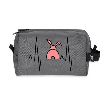 Lapin ludique avec des cœurs - Trousse de toilette en tissu recyclé - anthracite - Devant