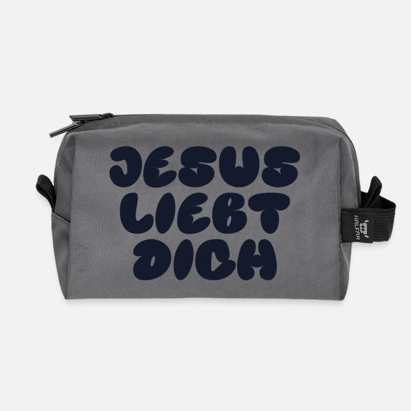 JESUS LIEBT DICH - Recycelte Kulturtasche - Anthrazit