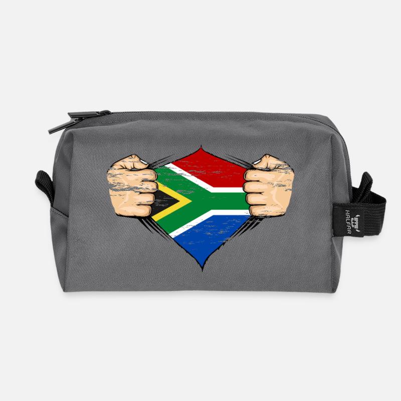 Südafrika Flagge Design used - Recycelte Kulturtasche - Anthrazit