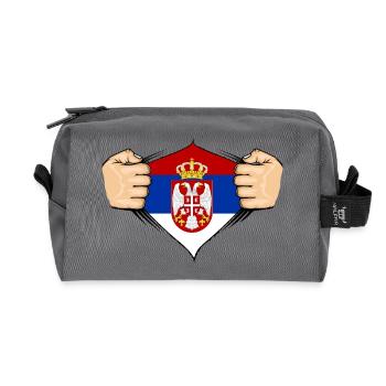 Serbia Flag Design - Recycled Toiletry Zip Bag - anthracite - Front