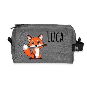 Fuchs - Mein Name ist Luca - Süßes Waldtier - Recycelte Kulturtasche - Anthrazit - Vorne