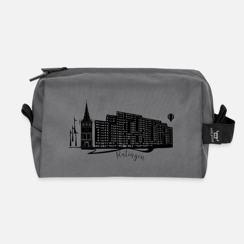 Abstrakte Ratingen Skyline auf dunklem Hintergrund - Recycelte Kulturtasche - Anthrazit