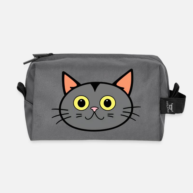 Cute cute cat for cat lovers - Recycled Toiletry Zip Bag - anthracite