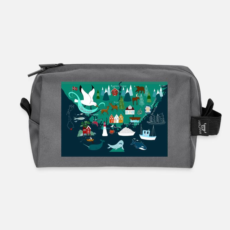 Südnorwegen Souvenir  - Recycelte Kulturtasche - Anthrazit