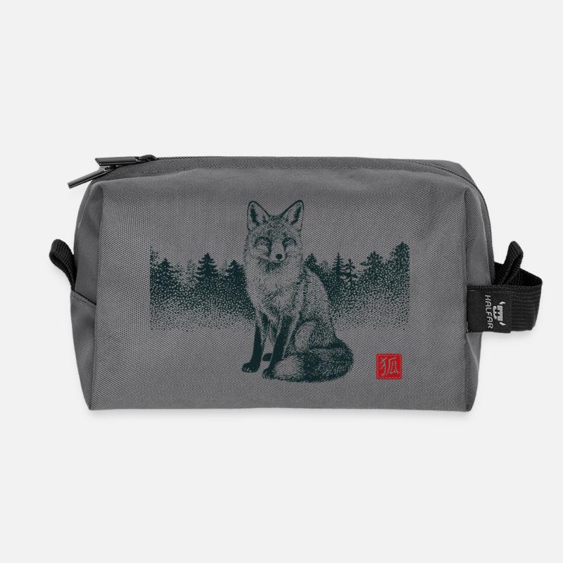 Kitsune Fuchs mit Hanko Stempel - Recycelte Kulturtasche - Anthrazit