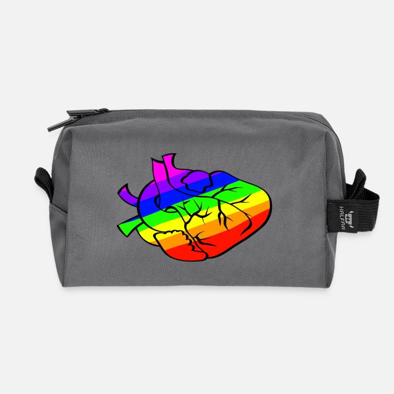 Regenbogenherz mit rissigen Linien - Recycelte Kulturtasche - Anthrazit