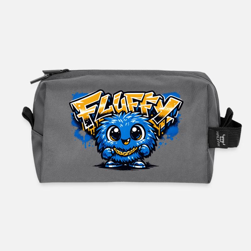 Fluffy Graffiti Blaues Maskottchen - Recycelte Kulturtasche - Anthrazit