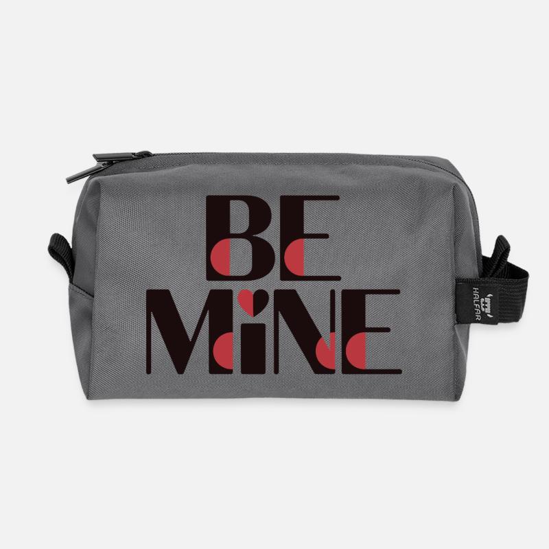 Be Mine Red Accents - Recycled Toiletry Zip Bag - anthracite
