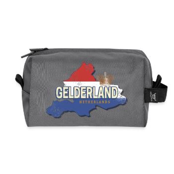 Gueldre Carte rétro des Pays-Bas - Trousse de toilette en tissu recyclé - anthracite - Devant