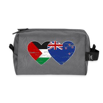 Drapeau de la Palestine Nouvelle-Zélande coeur utilisé - Trousse de toilette en tissu recyclé - anthracite - Devant