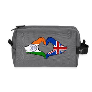 Indien Grossbritanien Flagge Hände Herzform used - Recycelte Kulturtasche - Anthrazit - Vorne