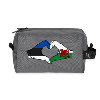 Estland Wales Flagge Hände Herzform - Recycelte Kulturtasche - Anthrazit - Vorne