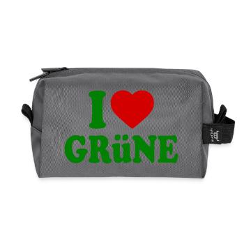 I love green - Recycled Toiletry Zip Bag - anthracite - Front