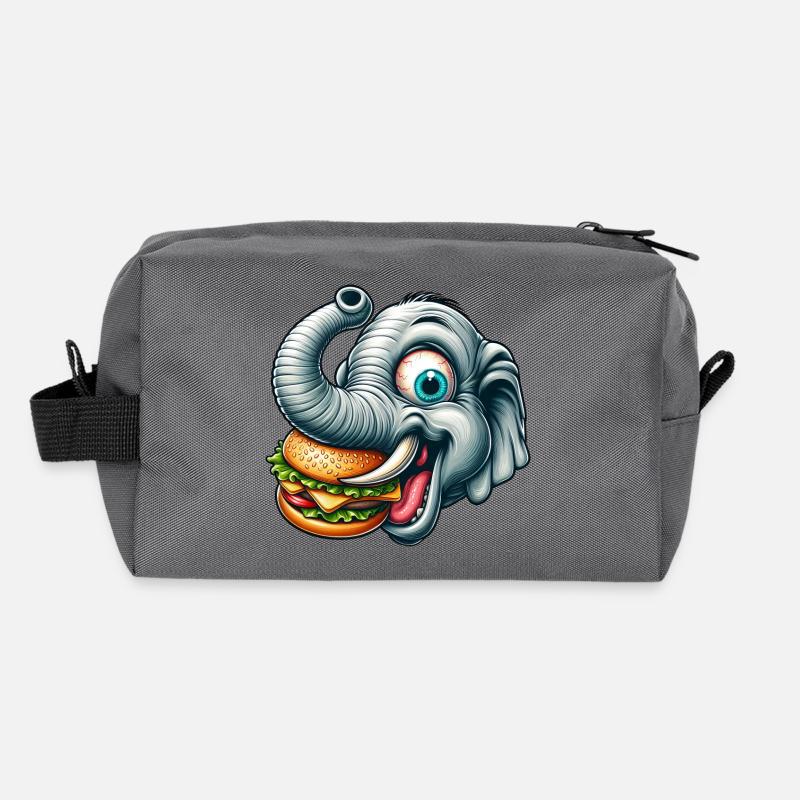 Elephant Burger Hamburger Fast Food Recycled Toiletry Zip Bag