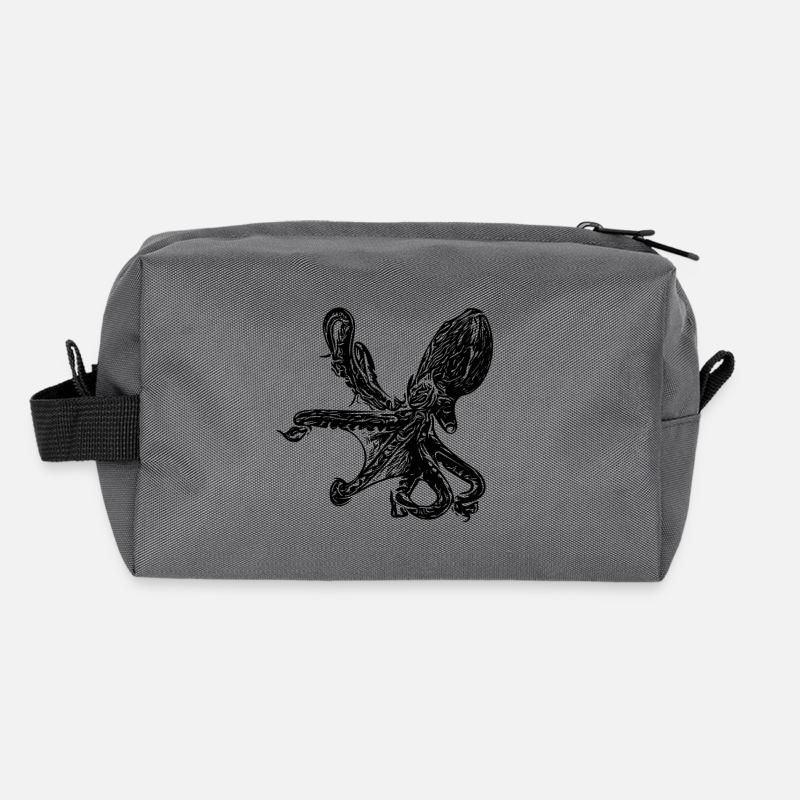 Octopus - Octopus - Recycled Toiletry Zip Bag - anthracite