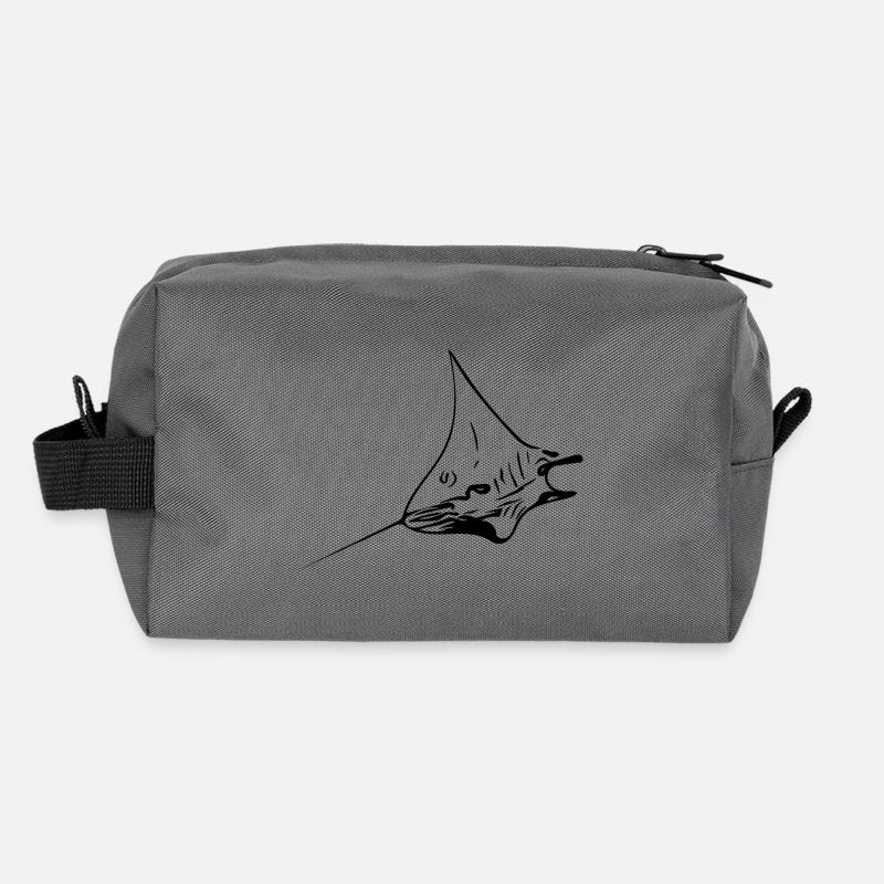 Eleganter Mantarochen im Flug - Recycelte Kulturtasche - Anthrazit