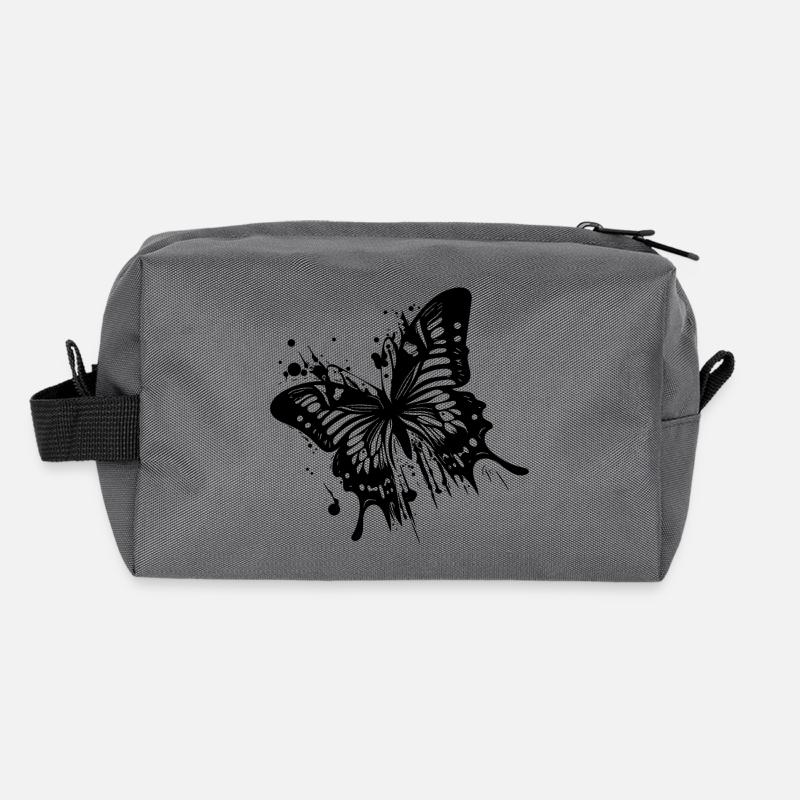 Eleganter Vintage Tinte Schmetterling - Recycelte Kulturtasche - Anthrazit