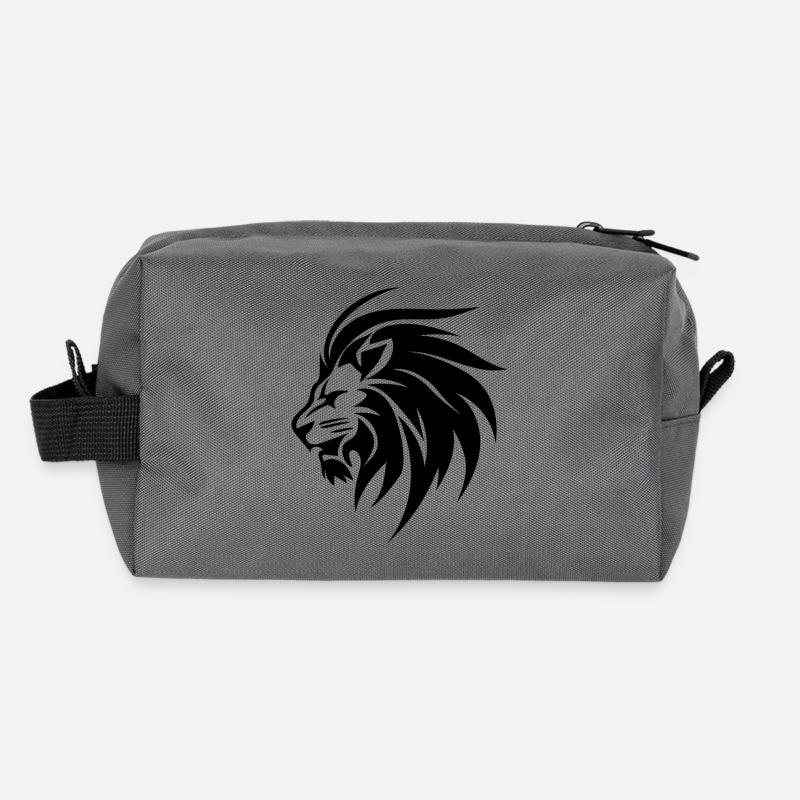 Wilder Löwen Kopf mit Mähne Tattoo Style - Recycelte Kulturtasche - Anthrazit