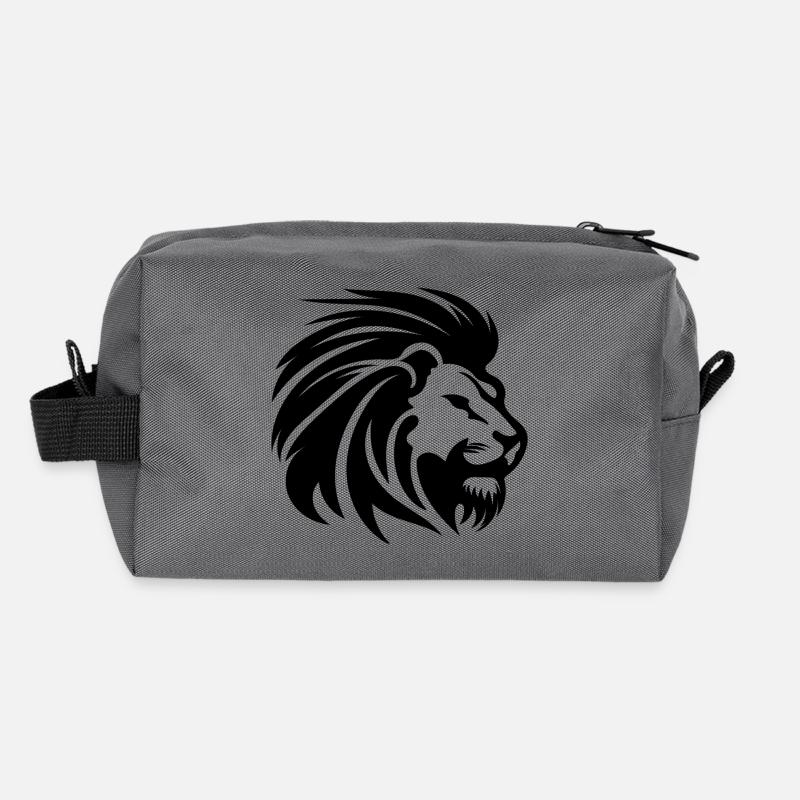 Mächtiger Löwen Kopf mit Mähne Tattoo Style Recycelte Kulturtasche