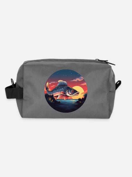 Angler Fish Trout Sunset - Recycled Toiletry Zip Bag - anthracite - Back