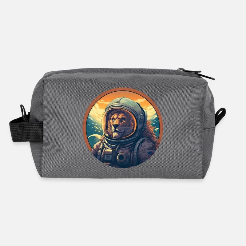 Astronaute Lion au coucher du soleil, créatif Trousse de toilette en tissu recyclé