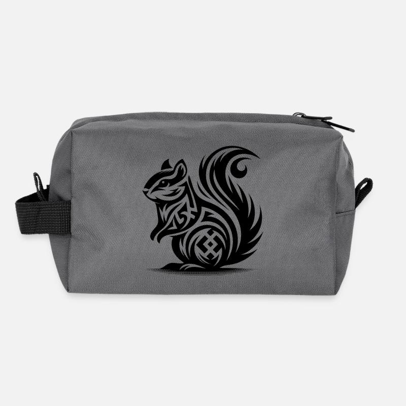 Écureuil mignon dans le style de tatouage Trousse de toilette en tissu recyclé