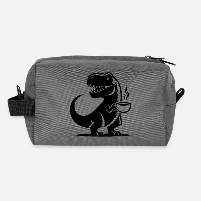 Koffein Dinosaurier T-Rex mit Kaffeetasse Recycelte Kulturtasche