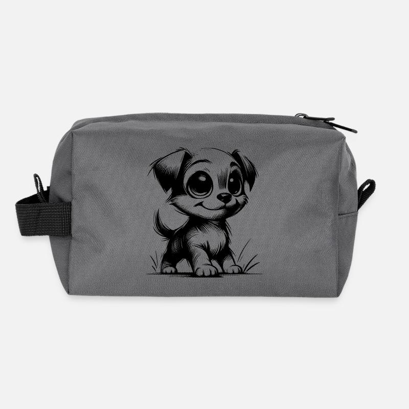 Mignon petit chien dessin avec de grands yeux Trousse de toilette en tissu recyclé