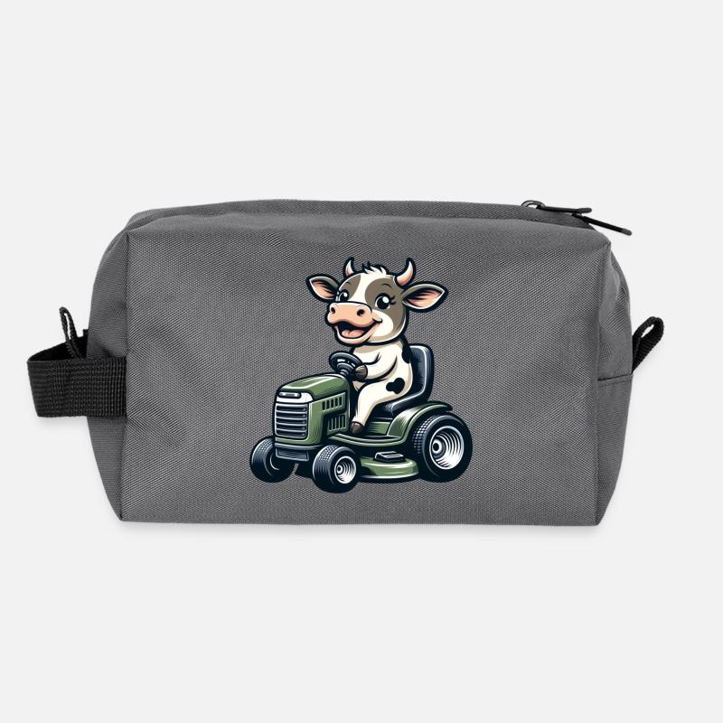 Motif de jardin de tondeuse à gazon de vache et de taureau Trousse de toilette en tissu recyclé