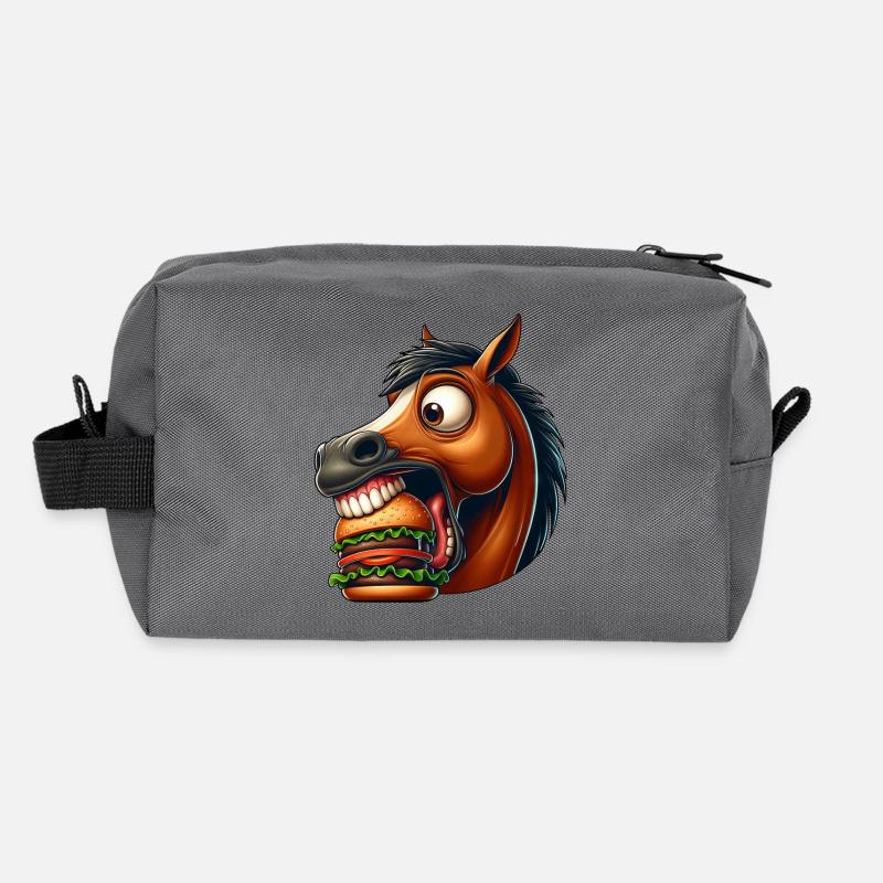 Horse Burger Hamburger Fast Food Fan Recycled Toiletry Zip Bag