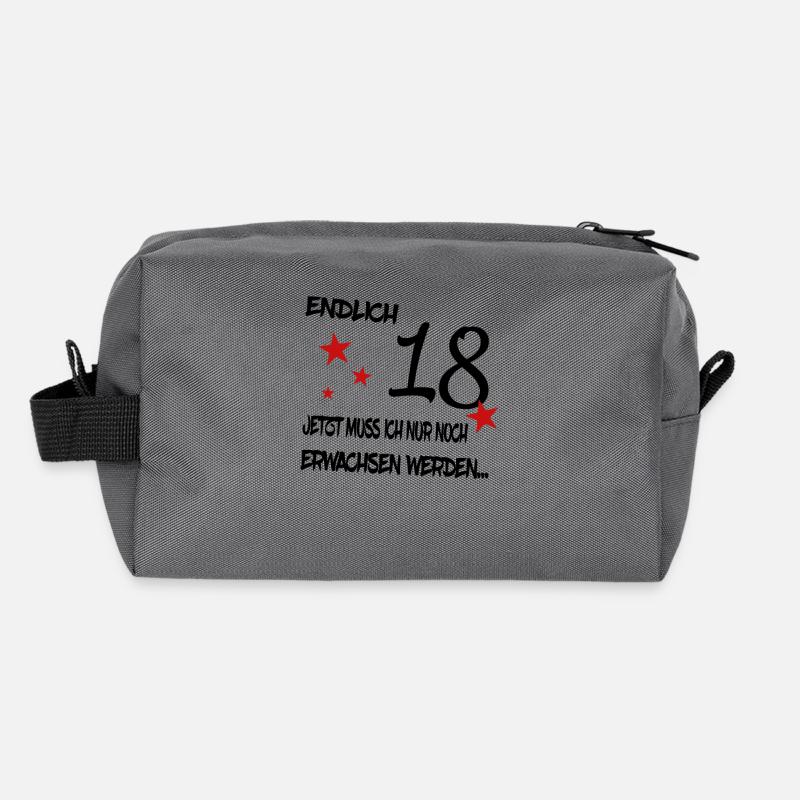 Endlich 18 - Recycelte Kulturtasche - Anthrazit