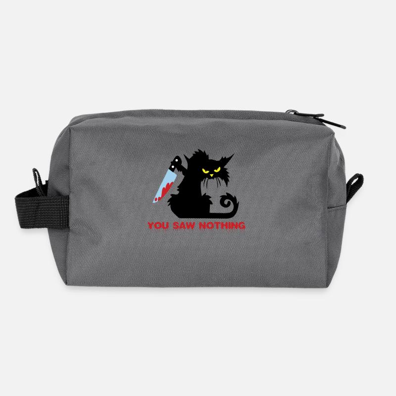 Murderous black cat with knife suspicious Recycled Toiletry Zip Bag